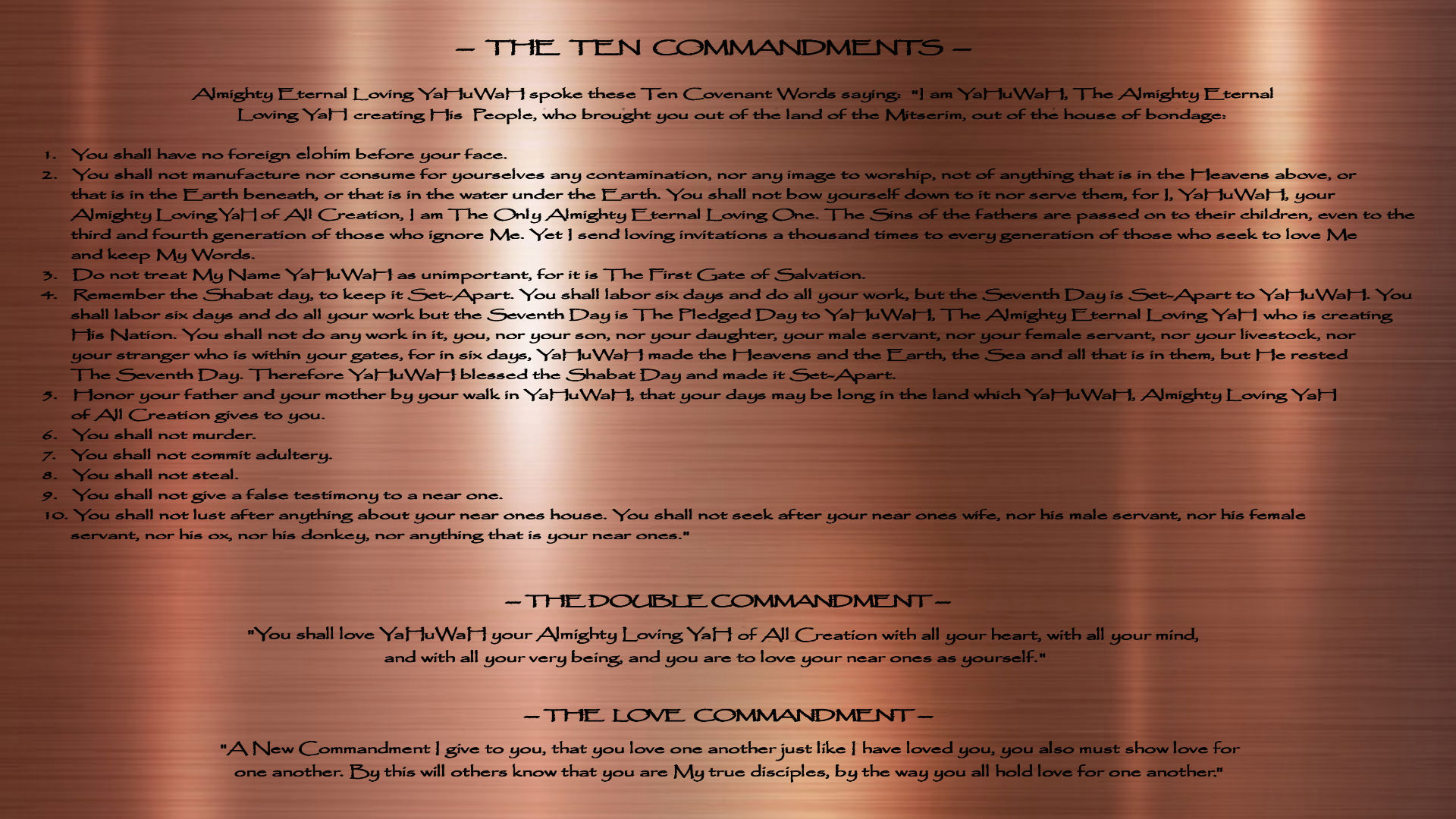 YaHuWaH ( YaHuaH ) Ten Commandments